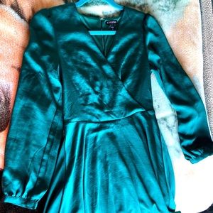 Balloon sleeve fit and flair Express dress